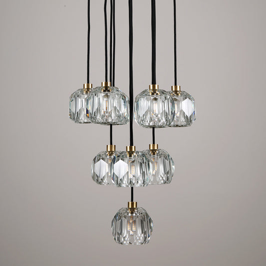 Balle Be Crystal Ball Pendant 10 Lights Brass