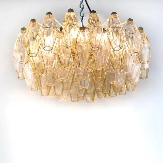 Elegant Murano Poliedri Clear Glass Chandelier 18"