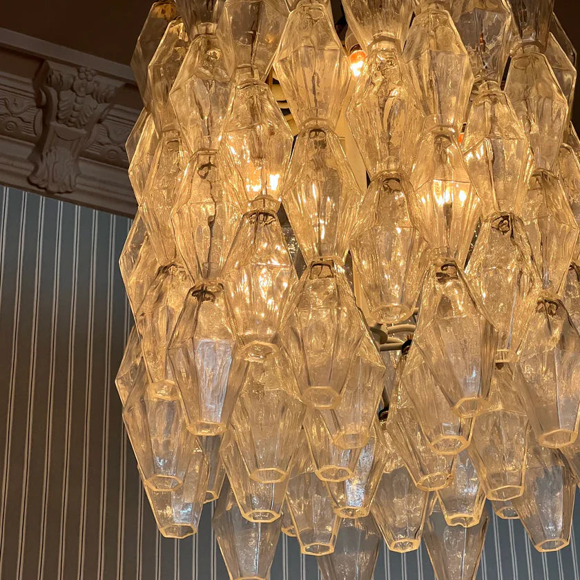 Murano Poliedri Clear Glass Chandelier