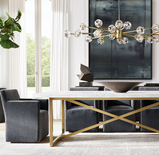 BOULE DE CRISTAL SMOKE GLASS OVAL CHANDELIER 72"