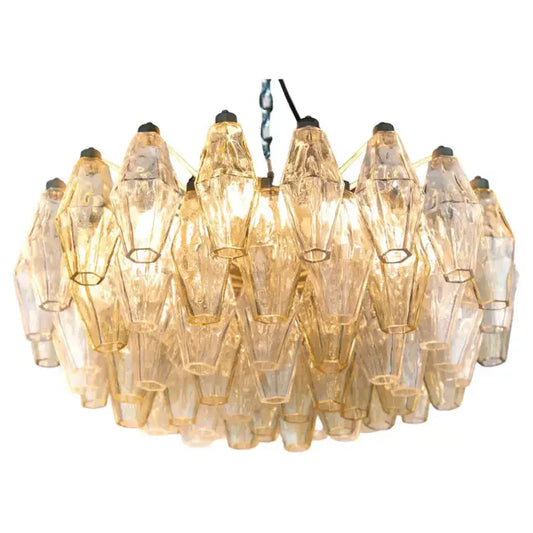 Elegant Murano Poliedri Clear Glass Chandelier 18"