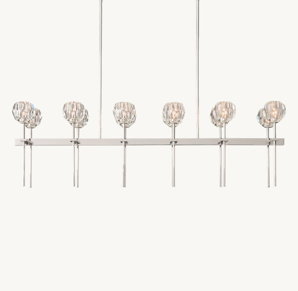 BOULE DE CRISTAL CLEAR GLASS DOUBLE LINEAR CHANDELIER 60"