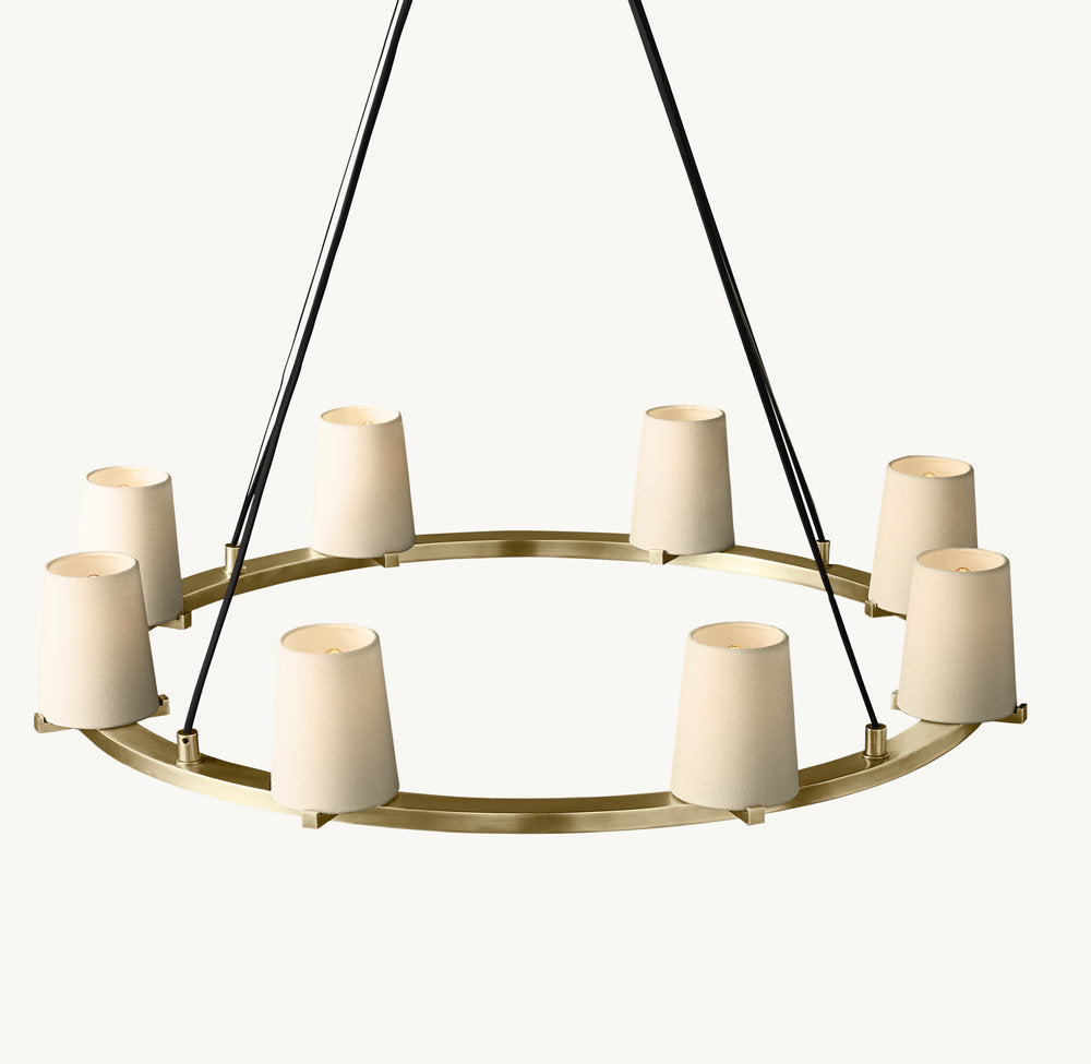 PAUILLAC FABRIC SHADE ROUND CHANDELIER 36"