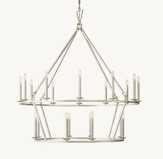 19TH C. ENGLISH OPENWORK TWO-TIER ROUND CHANDELIER 50"