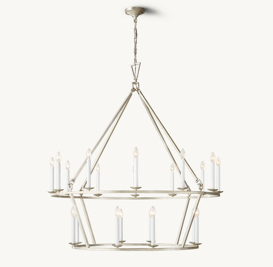 19TH C. ENGLISH OPENWORK TWO-TIER ROUND CHANDELIER 62"