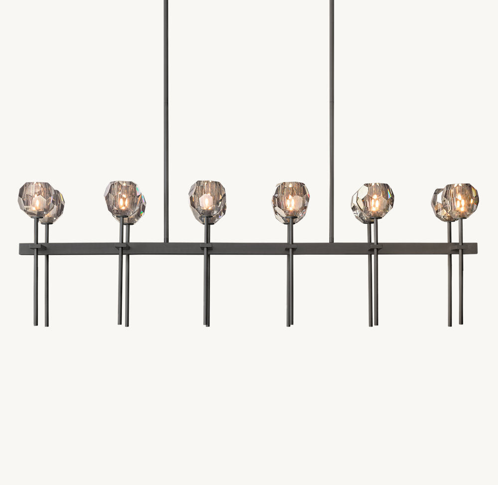 BOULE DE CRISTAL SMOKE GLASS DOUBLE LINEAR CHANDELIER 60"