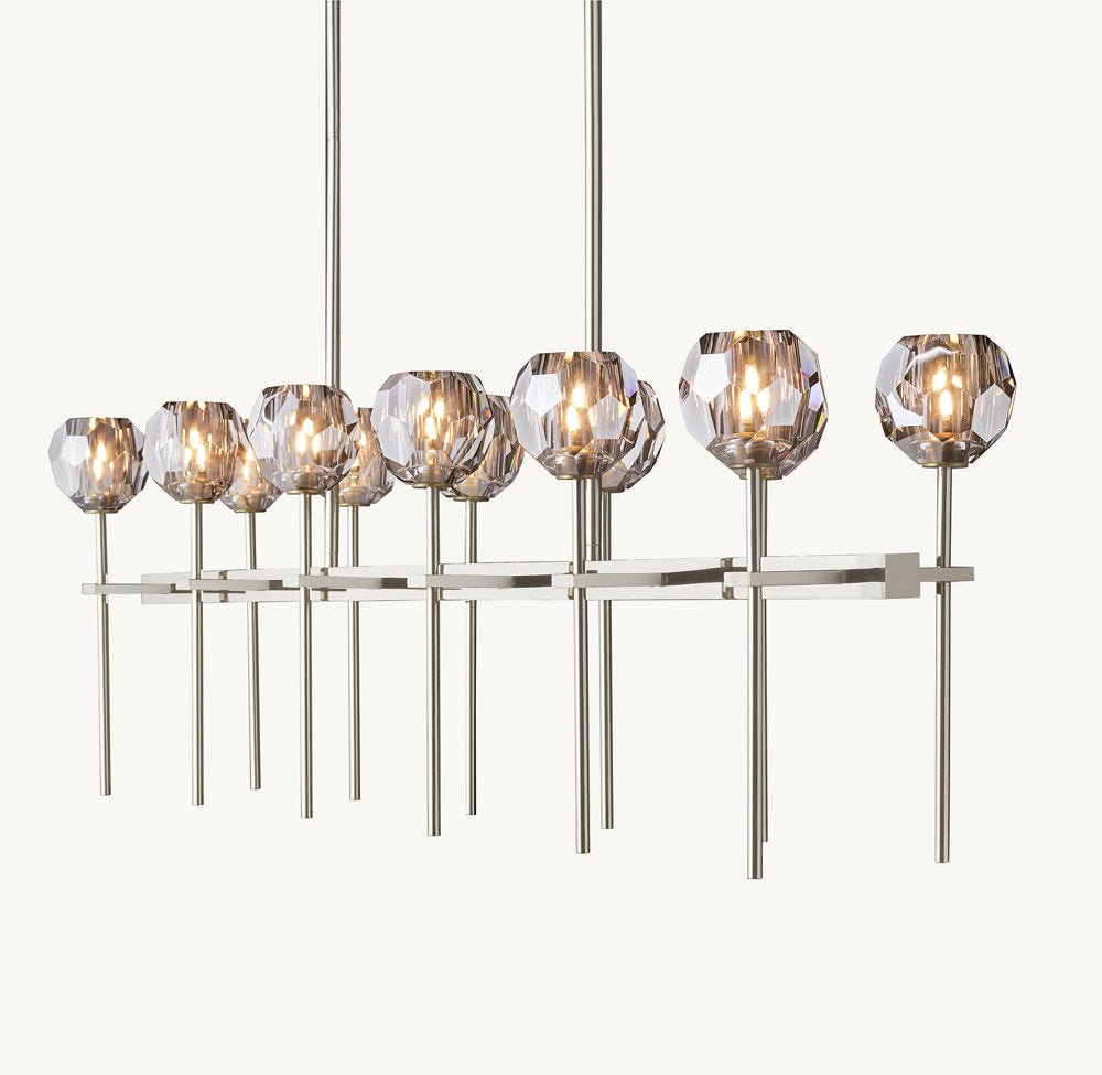 BOULE DE CRISTAL SMOKE GLASS DOUBLE LINEAR CHANDELIER 60"
