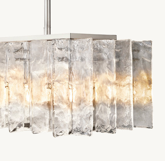 LATTICE CLEAR GLASS RECTANGULAR CHANDELIER 67"