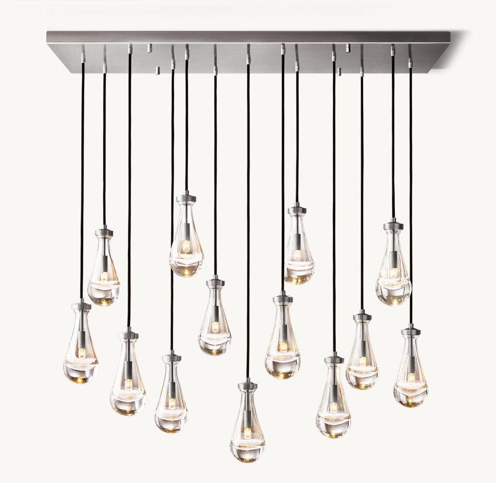 RAINDROP RECTANGULAR CHANDELIER 54"