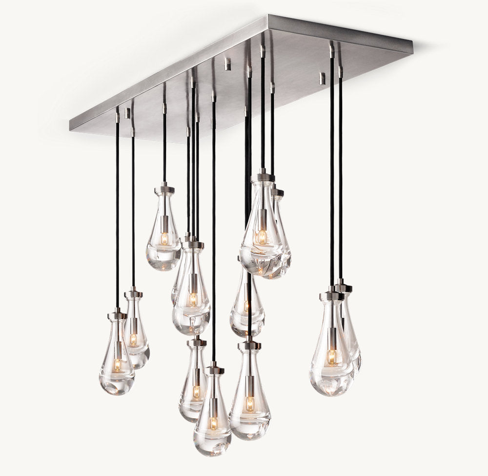 RAINDROP RECTANGULAR CHANDELIER 54"