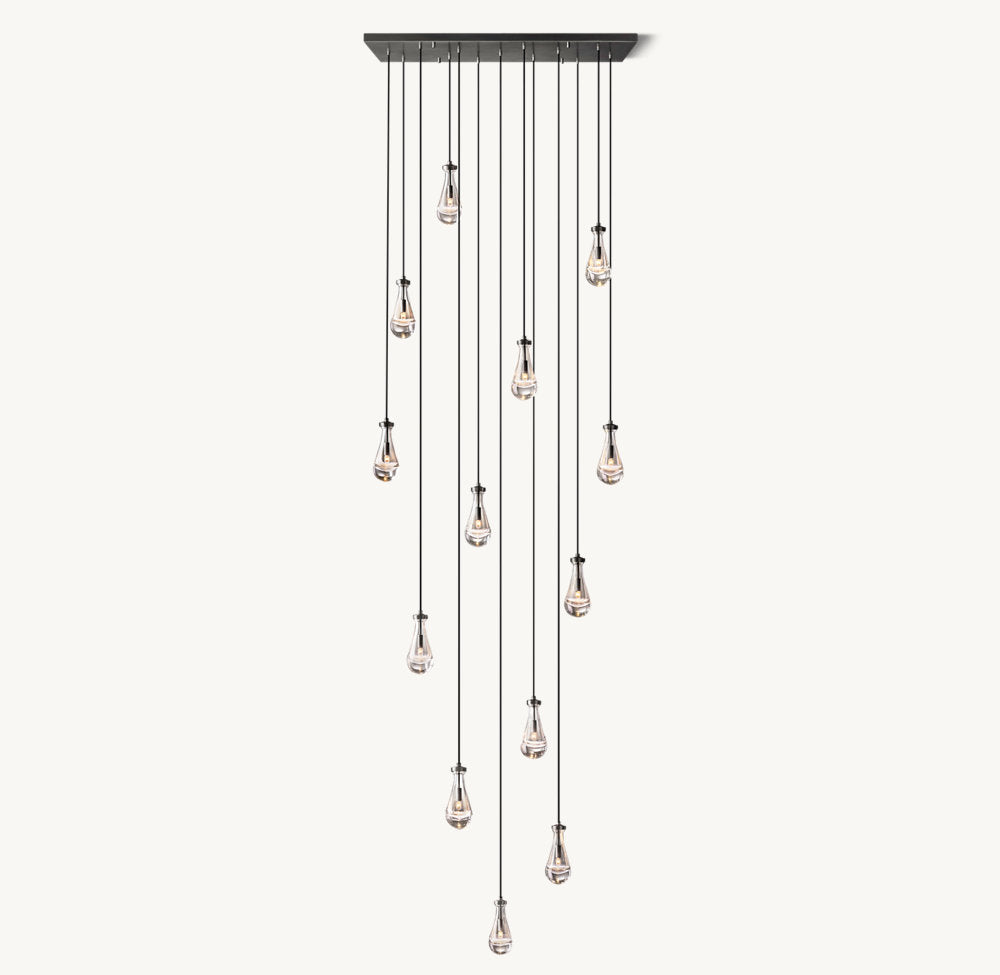 RAINDROP RECTANGULAR CHANDELIER 54"