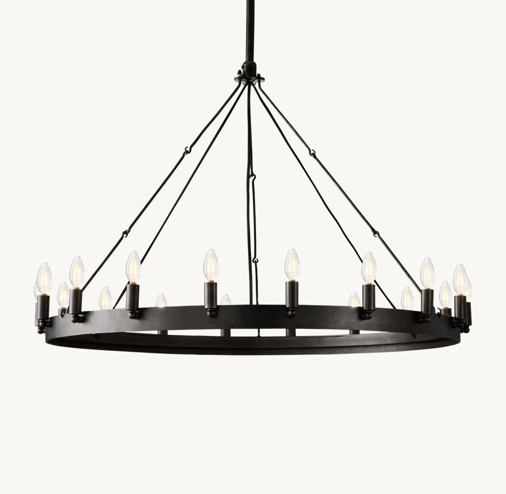 CAMINO VINTAGE CANDELABRA ROUND CHANDELIER 38"