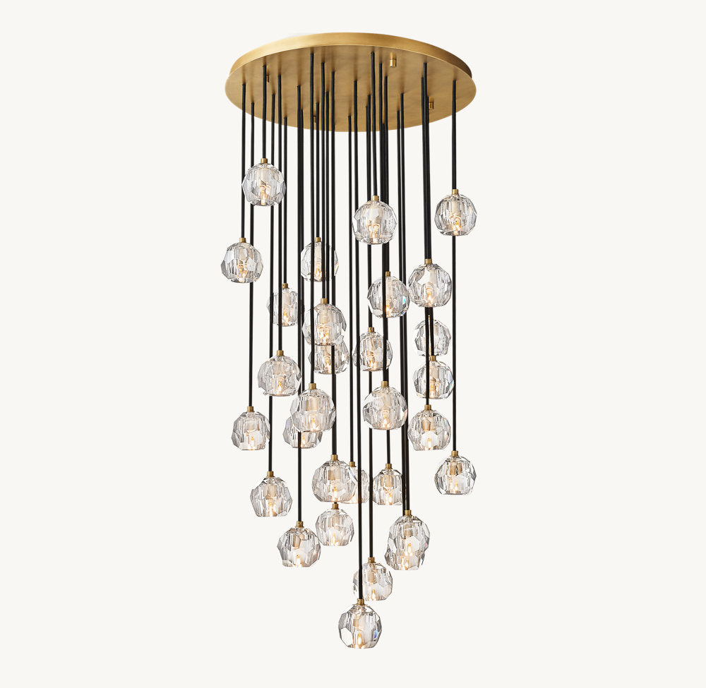 BOULE DE CRISTAL CLEAR GLASS ROUND CLUSTER CHANDELIER 30"