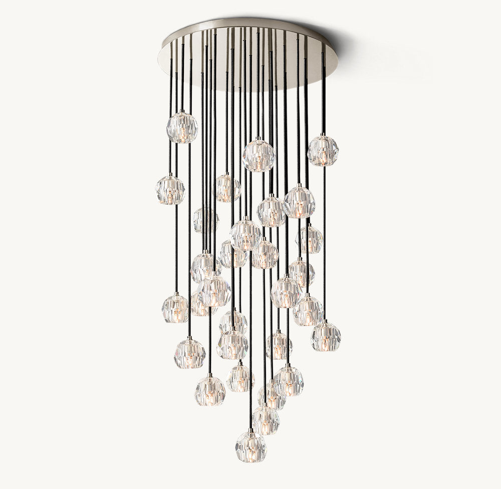 BOULE DE CRISTAL CLEAR GLASS ROUND CLUSTER CHANDELIER 30"