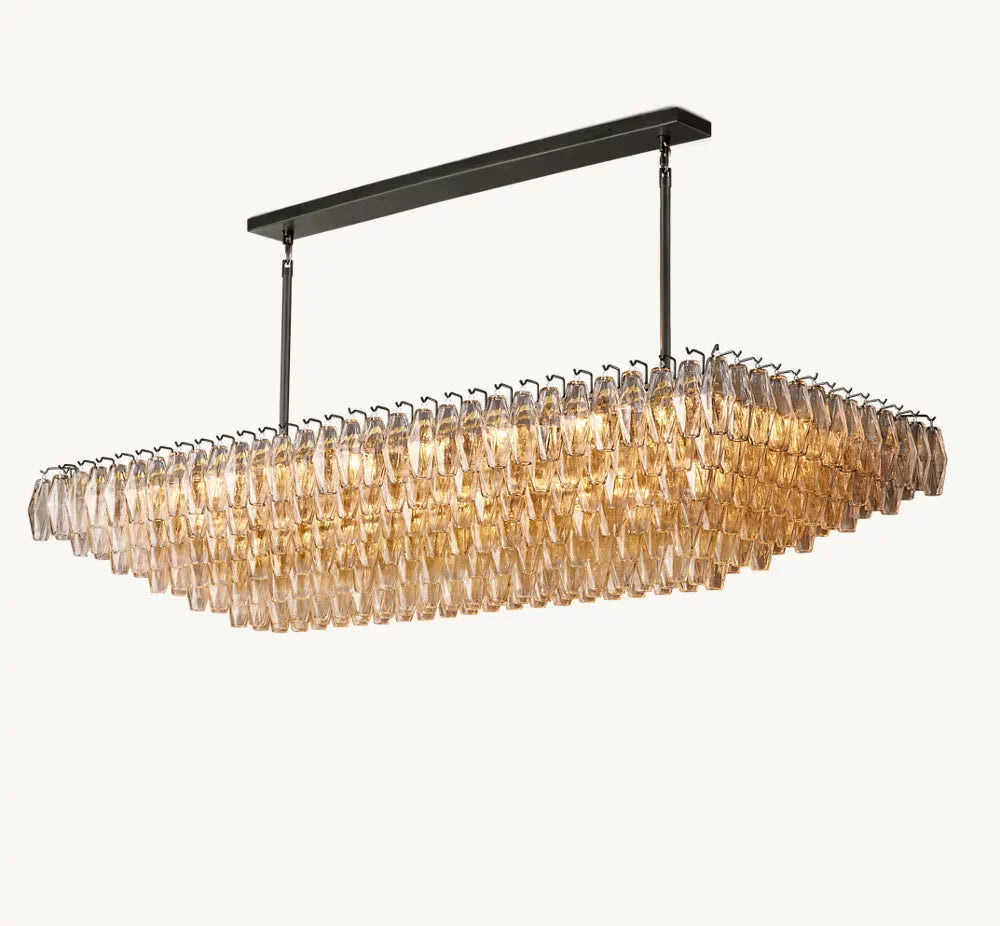 CHIARA CLEAR GLASS TIERED RECTANGULAR CHANDELIER 74"