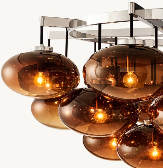 CABRETTE AMBER GLASS ROUND CHANDELIER 48"