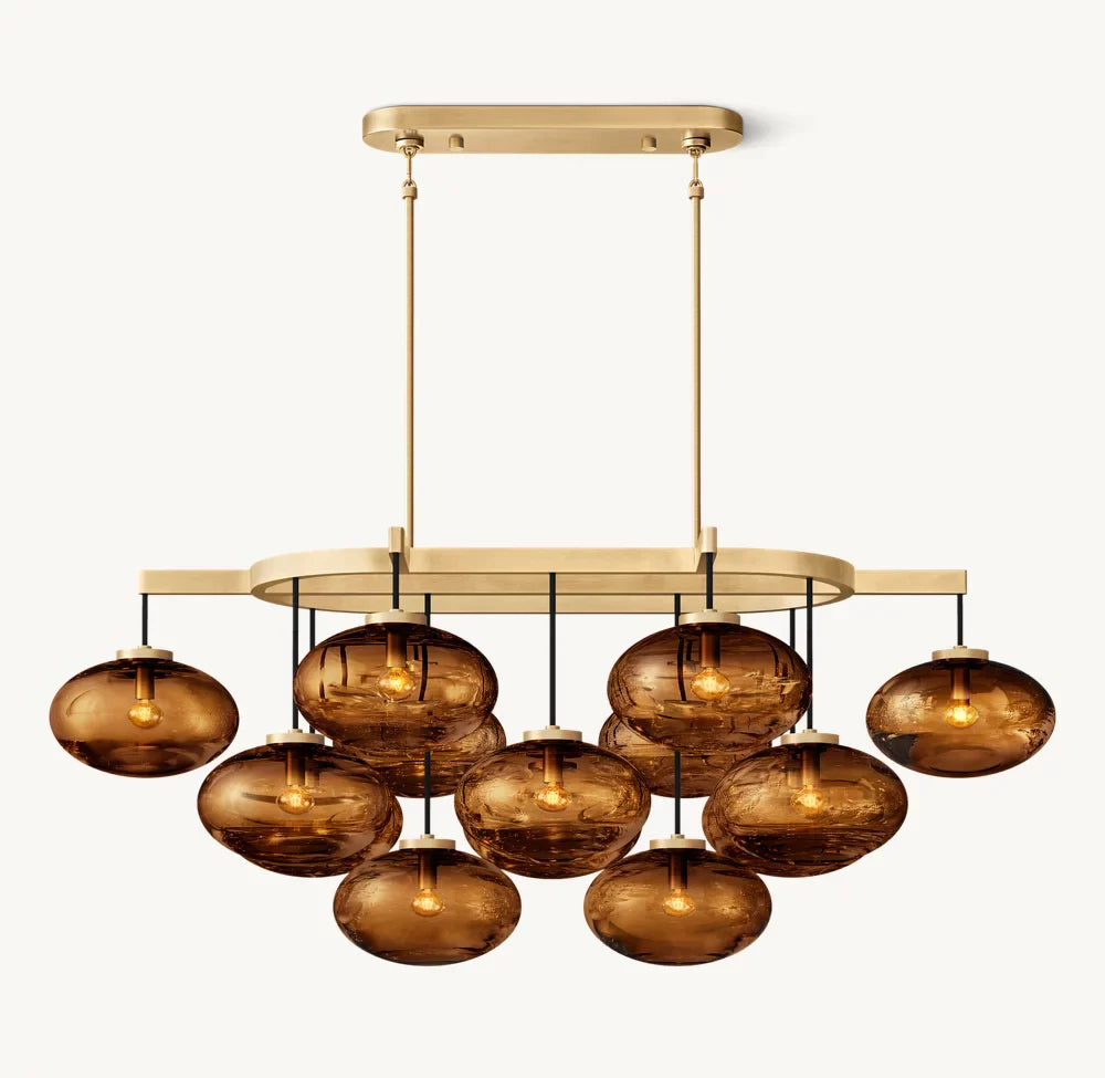 CABRETTE AMBER GLASS LINEAR CHANDELIER 54"