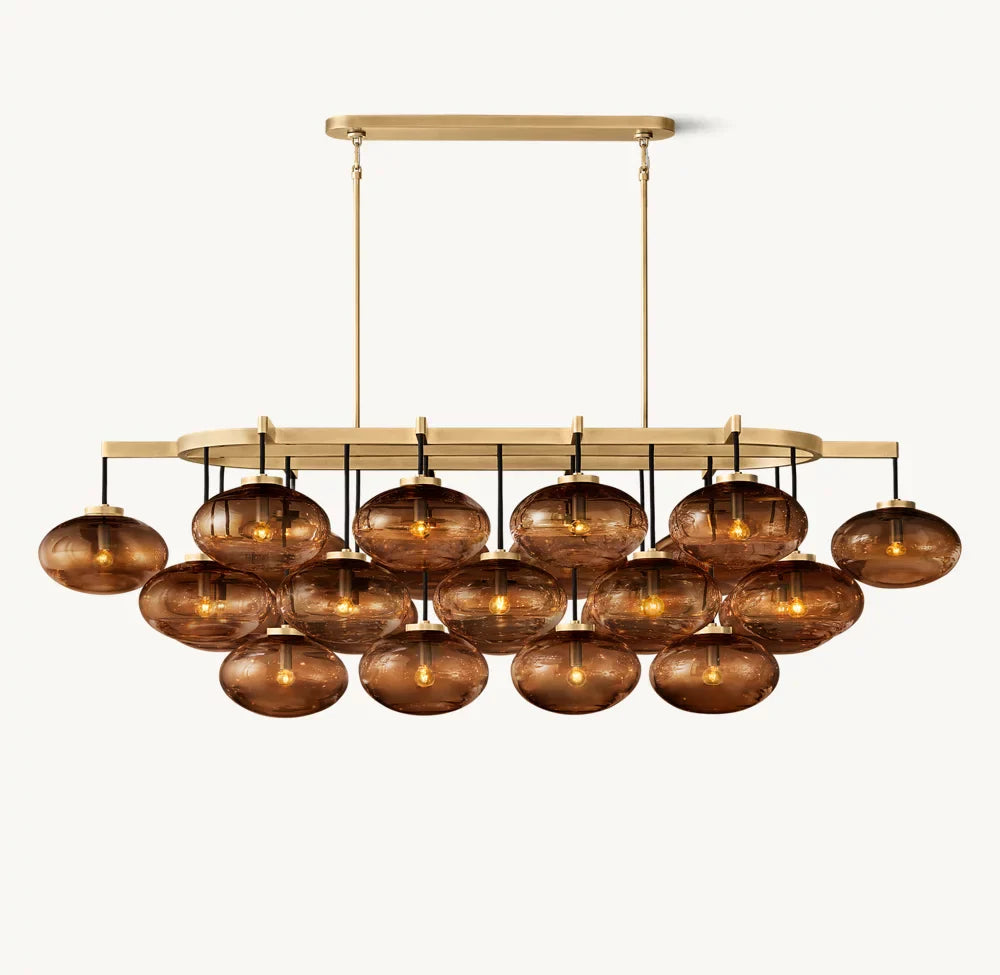 CABRETTE AMBER GLASS LINEAR CHANDELIER 72"