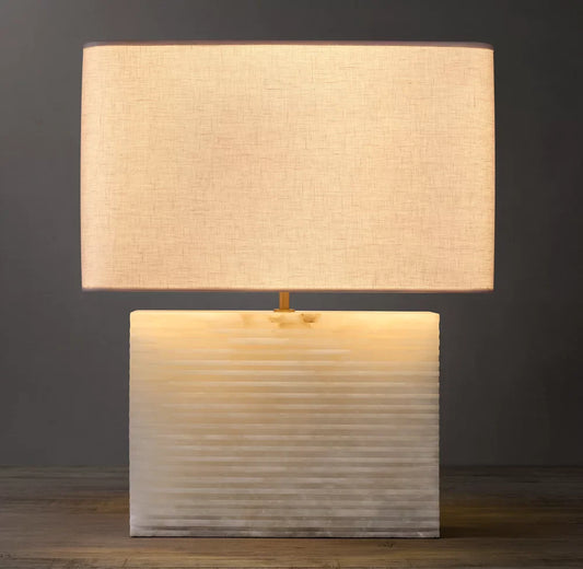 TALLADO ALABASTER WIDE RECTANGULAR TABLE LAMP