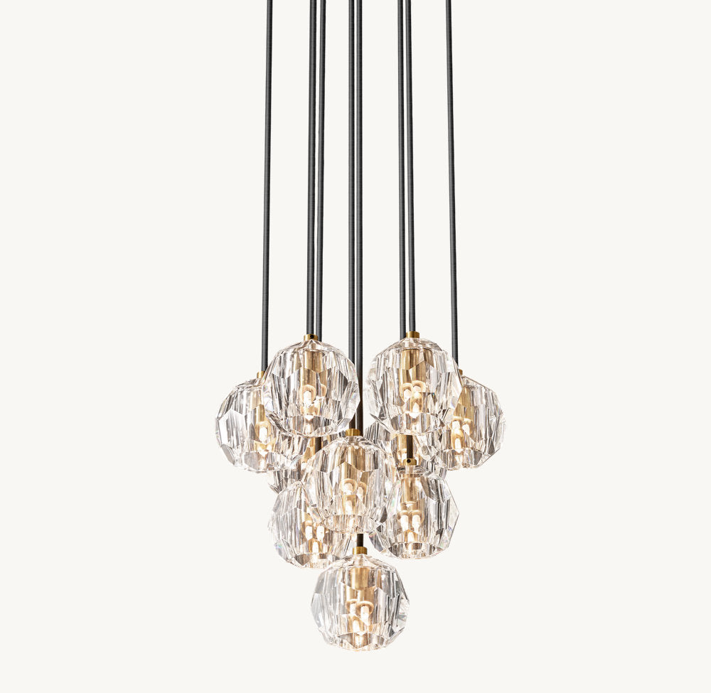 BOULE DE CRISTAL CLEAR GLASS ROUND CLUSTER CHANDELIER 14"