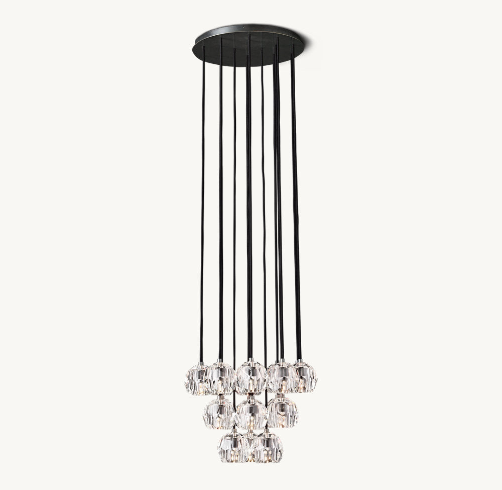 BOULE DE CRISTAL CLEAR GLASS ROUND CLUSTER CHANDELIER 19"