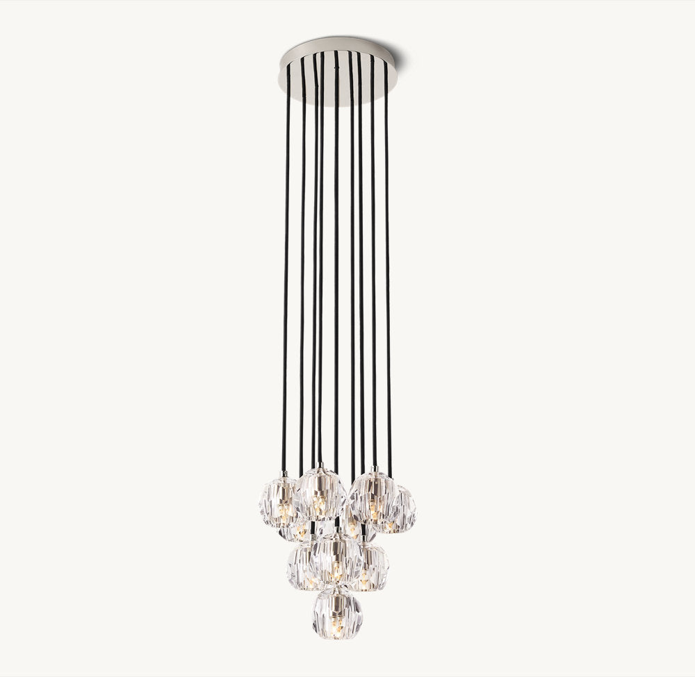 BOULE DE CRISTAL CLEAR GLASS ROUND CLUSTER CHANDELIER 14"