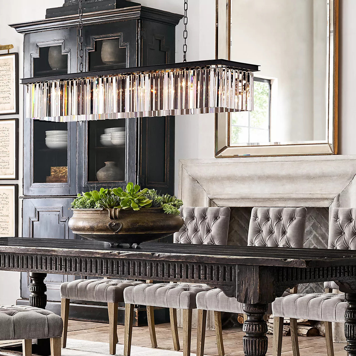 Rhys Rectangular Chandelier 49", 8-lights