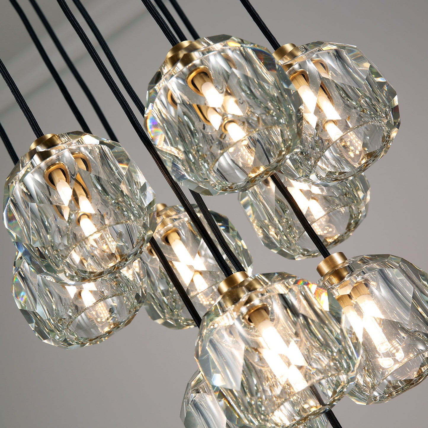 Balle Be Crystal Ball Pendant 10 Lights Brass