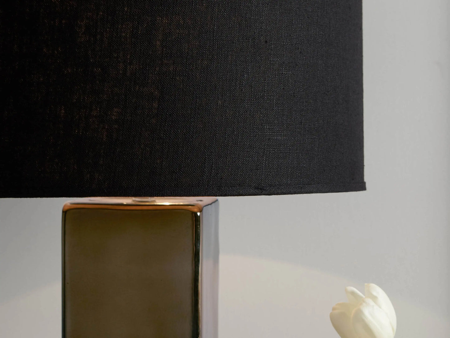 Adrano Table Lamp in Gold with Black Shade