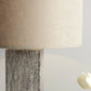 Adrano Table Lamp in Silver with Natural Shade