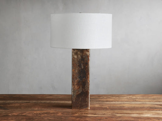 Adrano Table Lamp in Copper with Natural Shade
