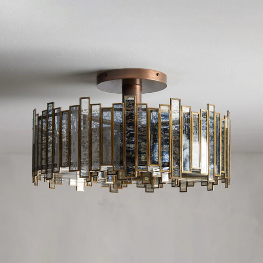 Artistic Antique Glass Lailar Flushmount