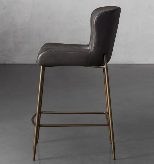 Kirsten Faux Counter Stool in Carbon Leather