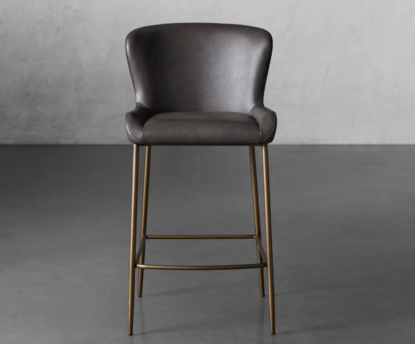 Kirsten Faux Counter Stool in Carbon Leather