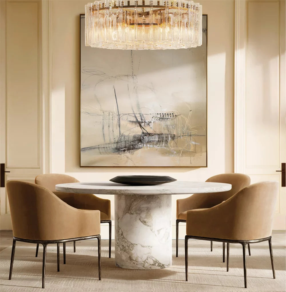 LATTICE CLEAR GLASS ROUND CHANDELIER 48"