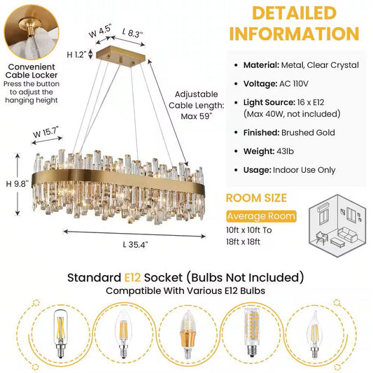 Lam Crystal Oval Chandelier