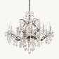 19TH C. ROCOCO IRON & CRYSTAL ROUND CHANDELIER 33"