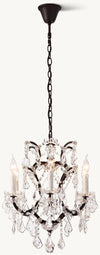 19TH C. ROCOCO IRON & CRYSTAL ROUND CHANDELIER 18"