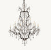 19TH C. ROCOCO IRON & CRYSTAL ROUND CHANDELIER 40"