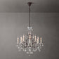 19TH C. ROCOCO IRON & CRYSTAL ROUND CHANDELIER 28"