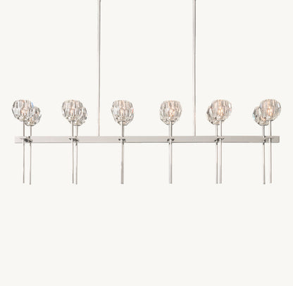 BOULE DE CRISTAL CLEAR GLASS DOUBLE LINEAR CHANDELIER 60"