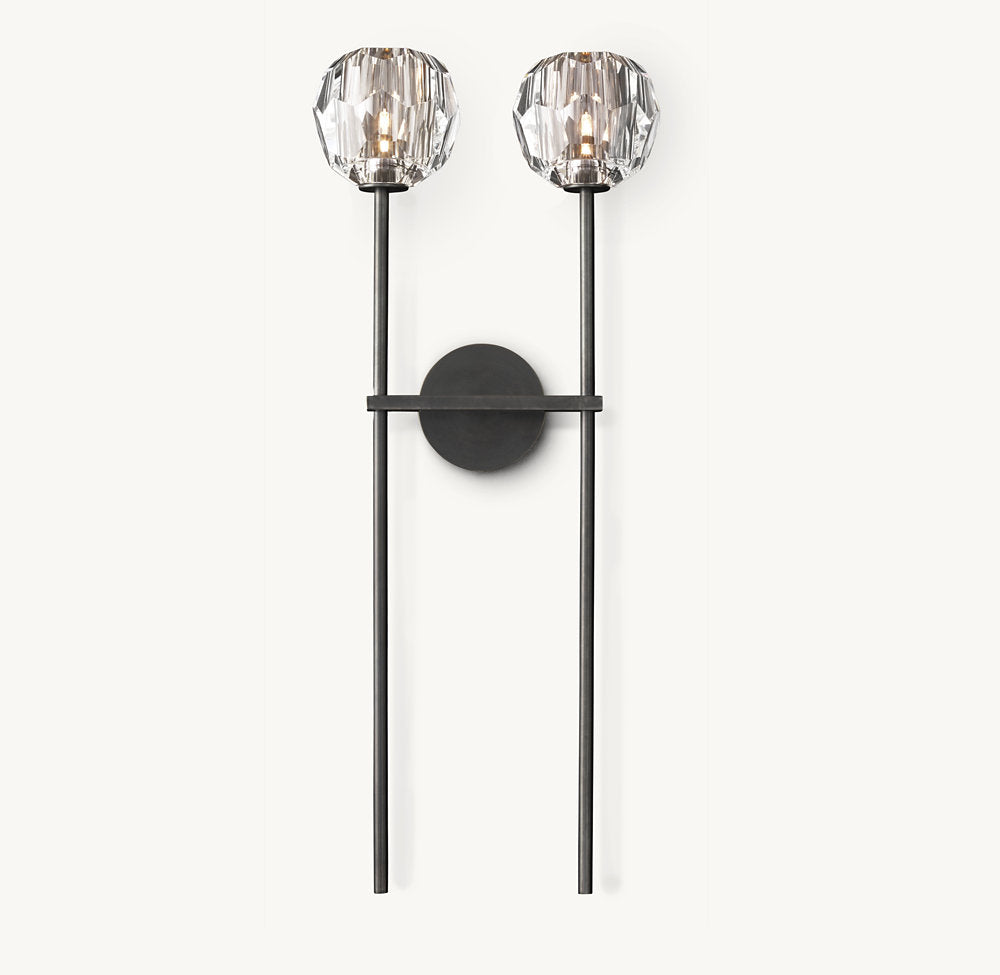 BOULE DE CRISTAL SMOKE GLASS GRAND SCONCE