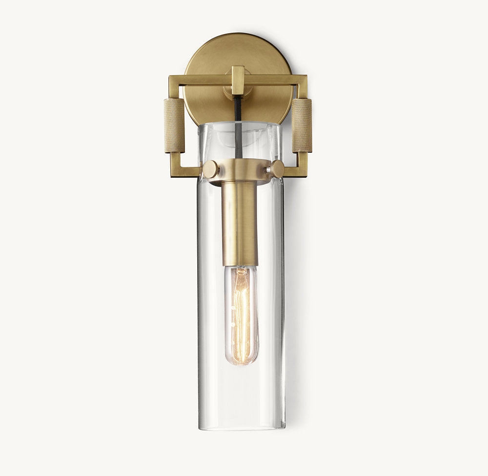 MACHINIST GLASS CYLINDER SCONCE 12"