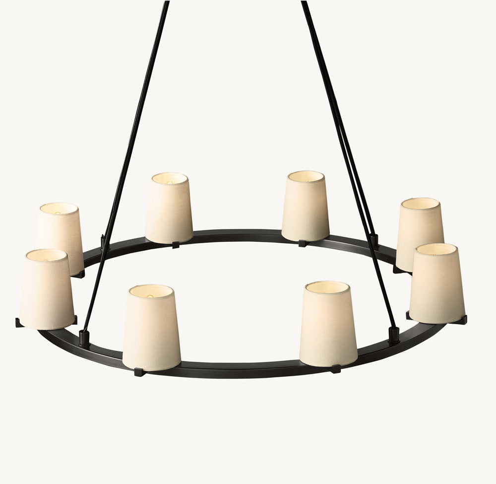 PAUILLAC FABRIC SHADE ROUND CHANDELIER 36"