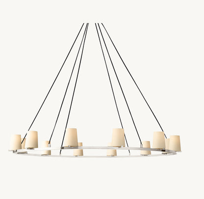 PAUILLAC FABRIC SHADE ROUND CHANDELIER 60"