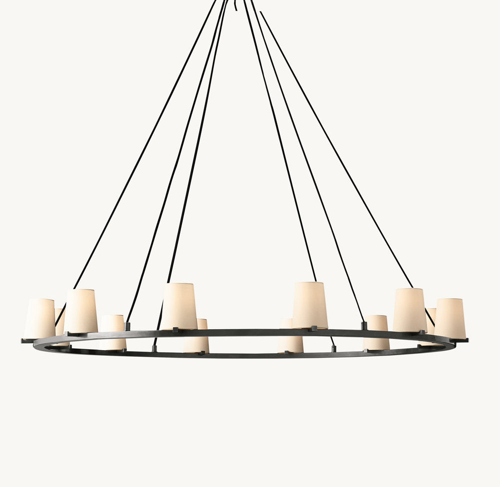 PAUILLAC FABRIC SHADE ROUND CHANDELIER 60"