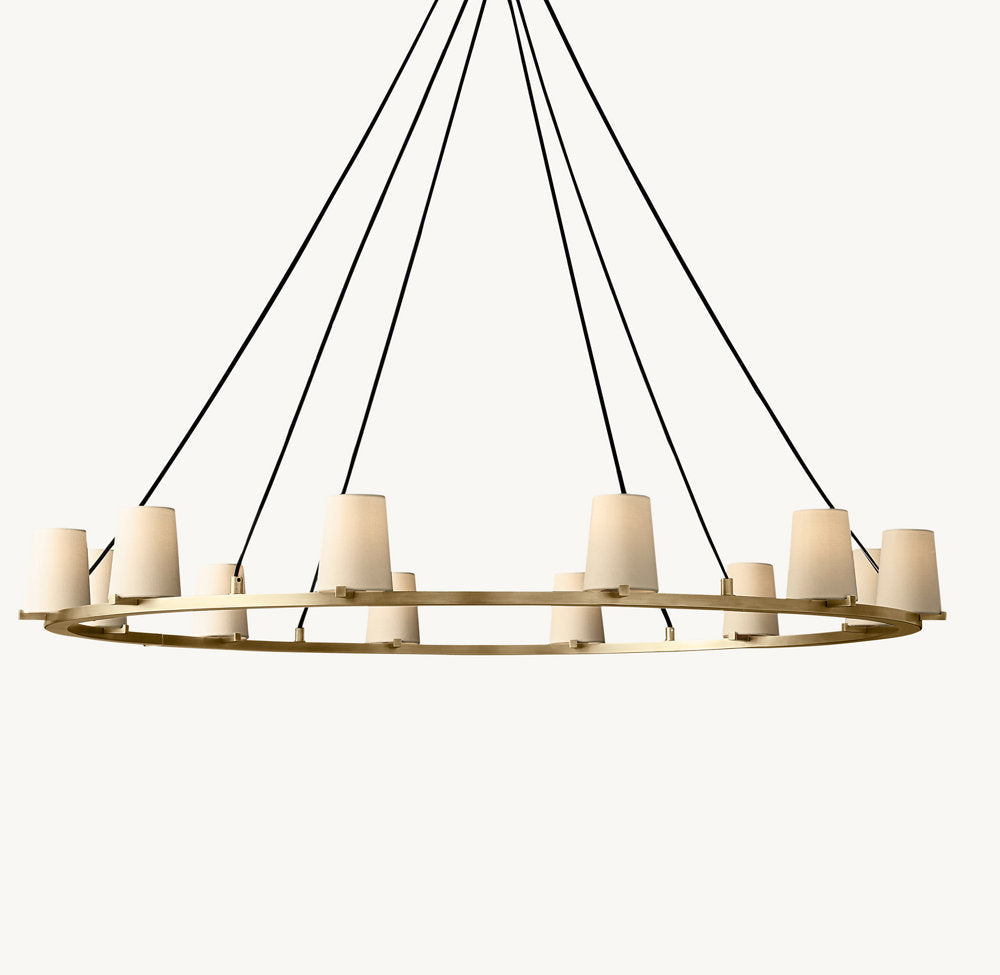 PAUILLAC FABRIC SHADE ROUND CHANDELIER 60"