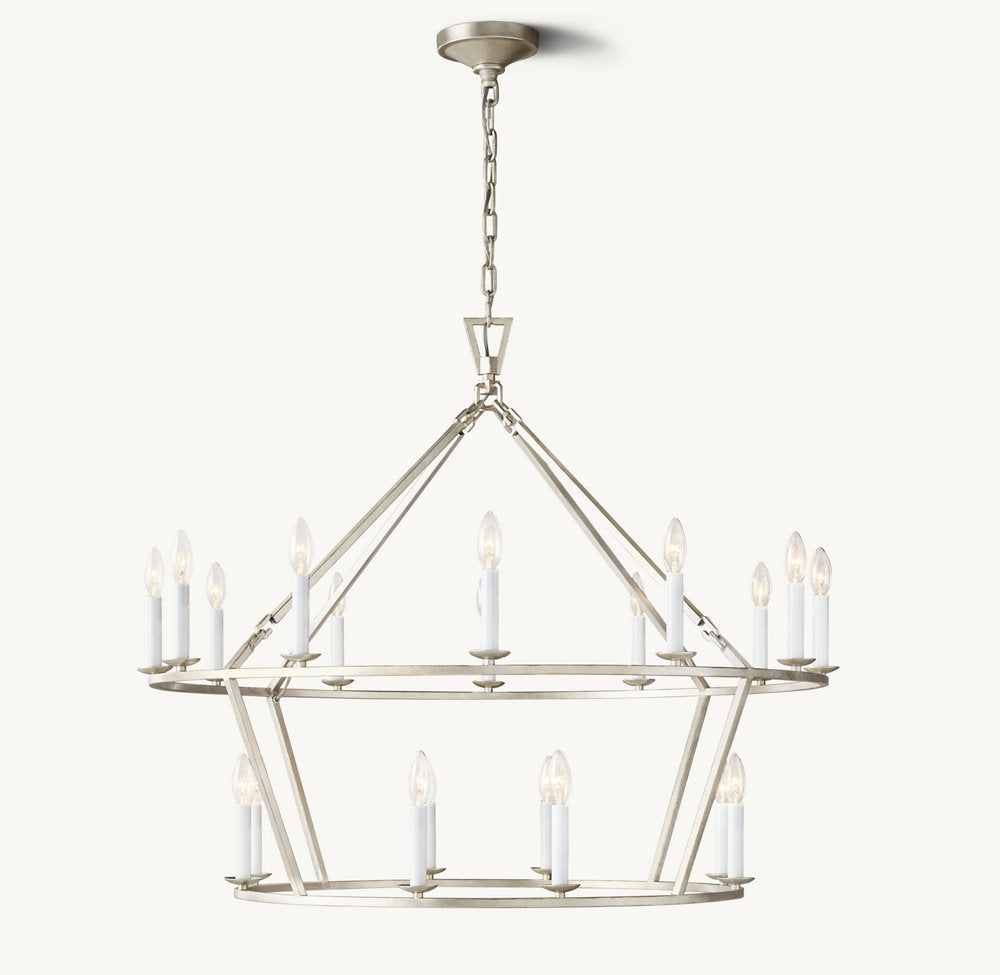 19TH C. ENGLISH OPENWORK TWO-TIER ROUND CHANDELIER 40"