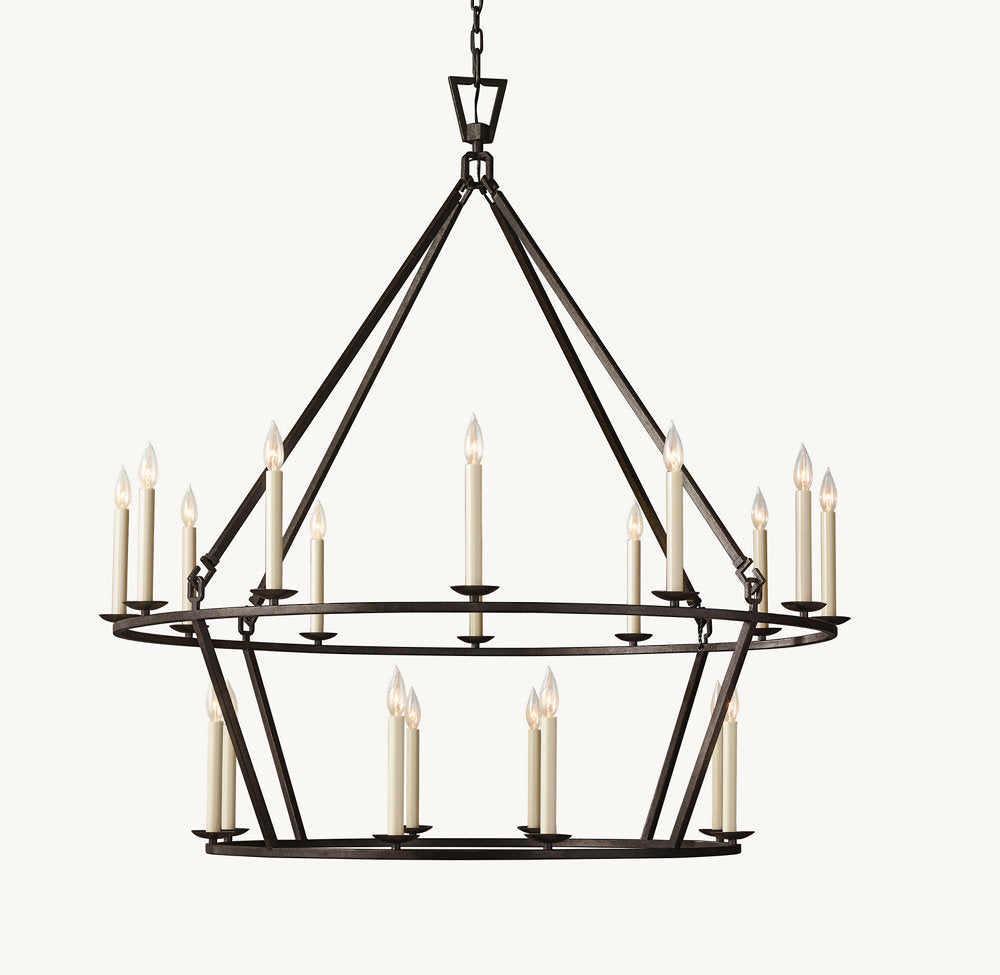 19TH C. ENGLISH OPENWORK TWO-TIER ROUND CHANDELIER 50"