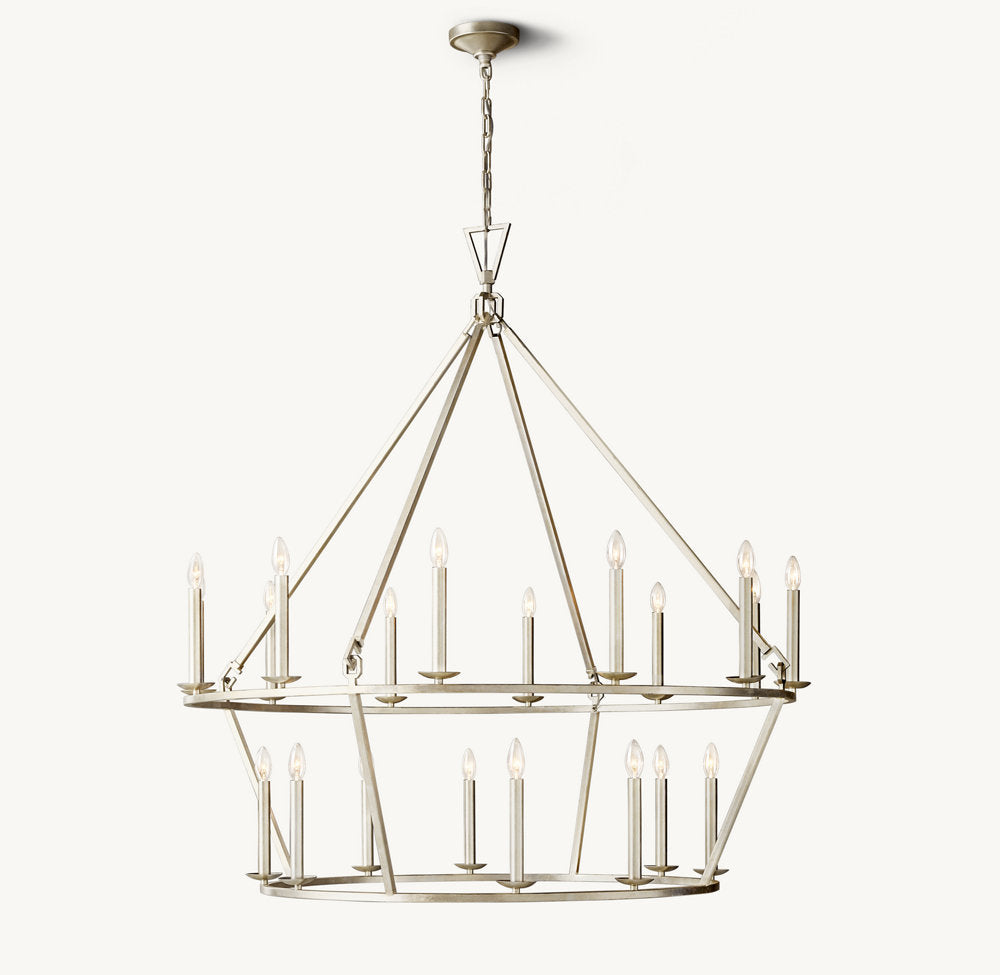 19TH C. ENGLISH OPENWORK TWO-TIER ROUND CHANDELIER 62"